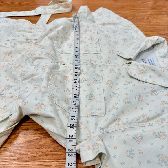 Urban Outfitters Nuuly Rosetta Floral Romper utility shorts zip tie sash large - Picture 13 of 17